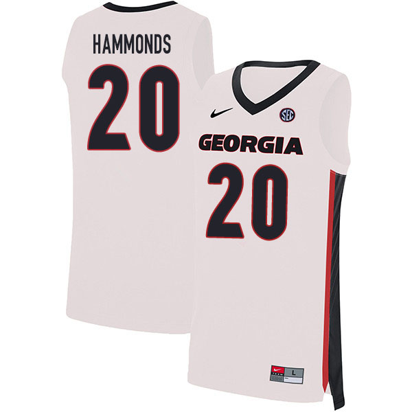 2020 Men #20 Rayshaun Hammonds Georgia Bulldogs College Basketball Jerseys Sale-White